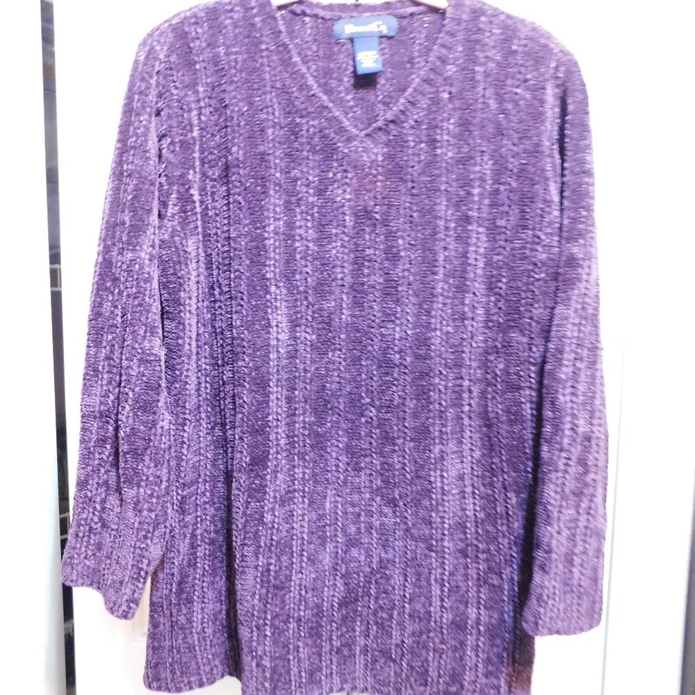 Denim & Co Purple Chenille Sweater Sz M